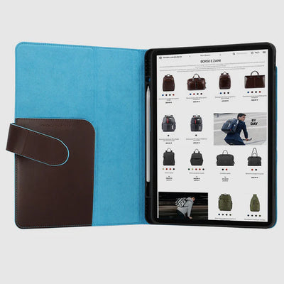 Cover in Pelle a Leggio Piquadro Blue Square per iPad®Pro 12,9'' Mogano