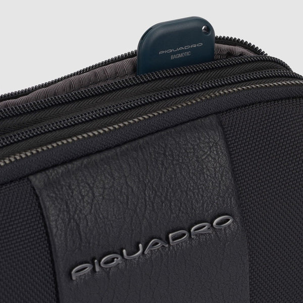 Pochette da Uomo Piquadro Modus Organizzata a 2 Scomparti in Tessuto Riciclato e Pelle Nero