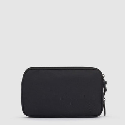 Pochette da Uomo Piquadro Modus Organizzata a 2 Scomparti in Tessuto Riciclato e Pelle Nero