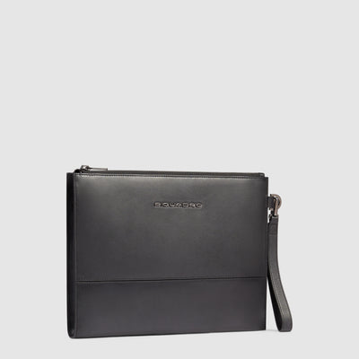 Pochette Piatta Piquadro New Classic in Pelle con Manico Removibile e Porta iPad® 11" Nero