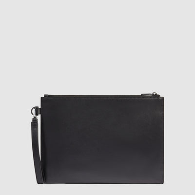 Pochette Piatta Piquadro New Classic in Pelle con Manico Removibile e Porta iPad® 11" Nero