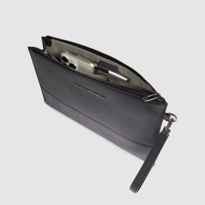Pochette Piatta Piquadro New Classic in Pelle con Manico Removibile e Porta iPad® 11" Nero