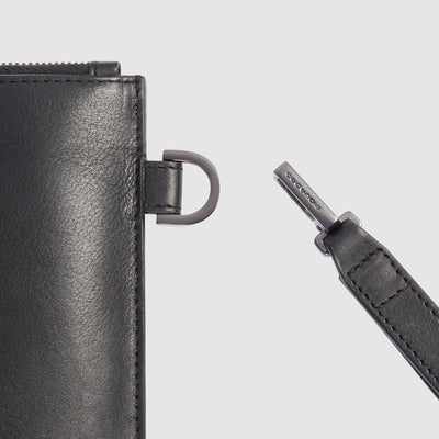 Pochette Piatta Piquadro New Classic in Pelle con Manico Removibile e Porta iPad® 11" Nero