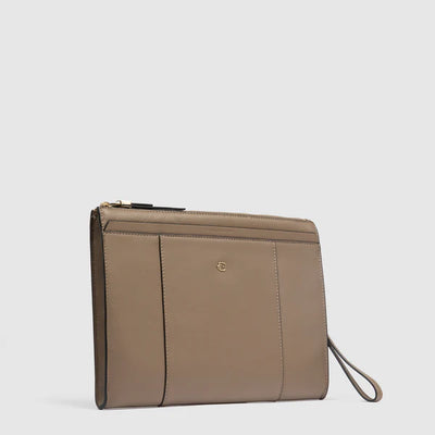 Pouch in Pelle Piquadro Circle Porta iPad® 11'' Tortora