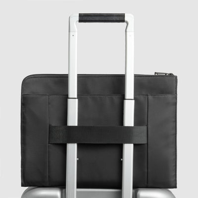 Custodia Porta iPad® 12,9'' Piquadro Wollem in Tessuto e Pelle con Manici a Scomparsa Nero