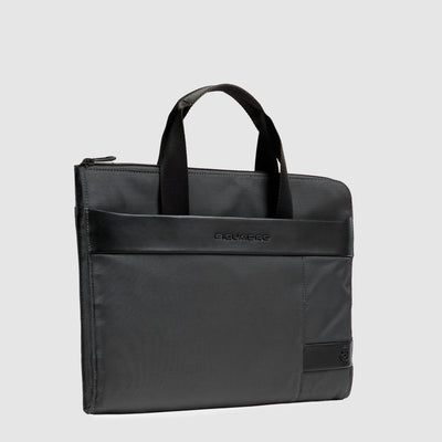 Custodia Porta iPad® 12,9'' Piquadro Wollem in Tessuto e Pelle con Manici a Scomparsa Nero