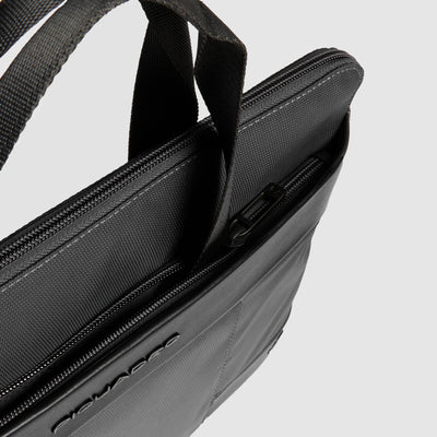 Custodia Porta iPad® 12,9'' Piquadro Wollem in Tessuto e Pelle con Manici a Scomparsa Nero