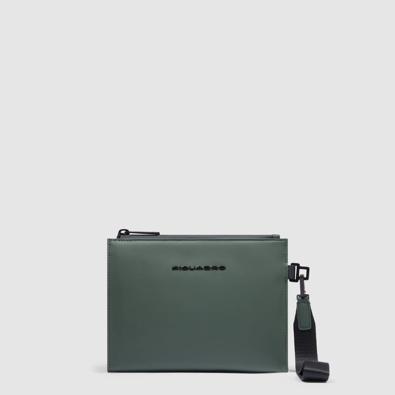 Pochette Piccola Piquadro Corner 2.0 in Tessuto Waterproof con Manico Rimovibile Verde