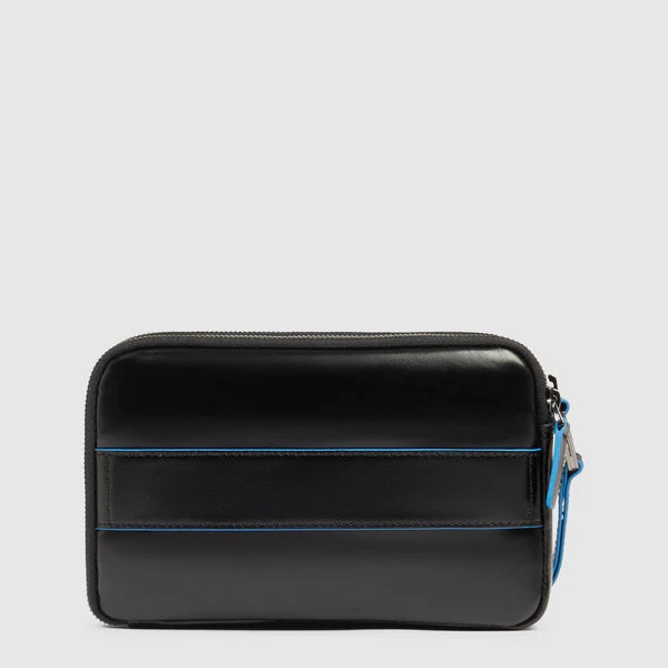 Pochette da Uomo Piquadro Blue Square in Pelle con Polsiera Nero