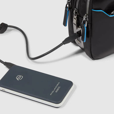 Pochette da Uomo Piquadro Blue Square in Pelle con Chiusura con Impronta Digitale e Porta iPad®mini Nero