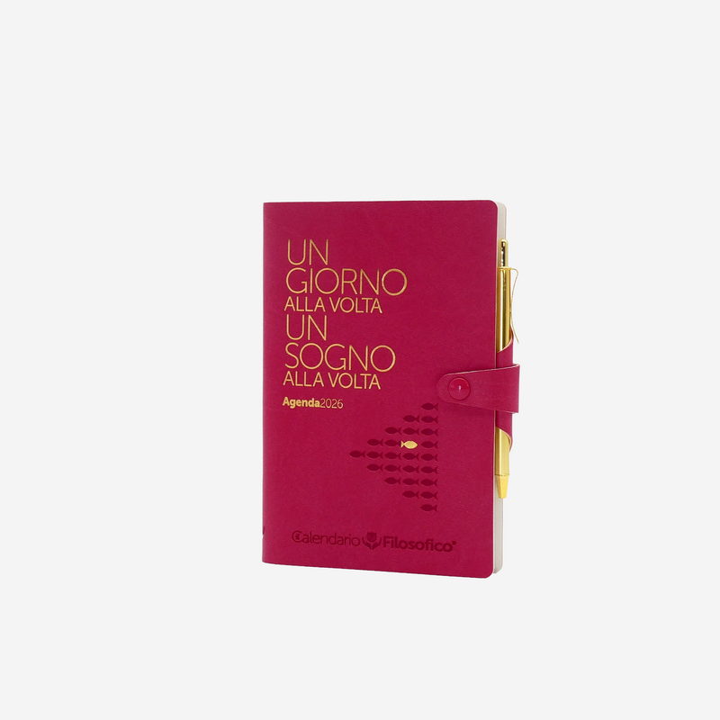 Agenda 12 Mesi Filosofica Giornaliera Intempo 2026 Piccola Fucsia 9 x 14 cm