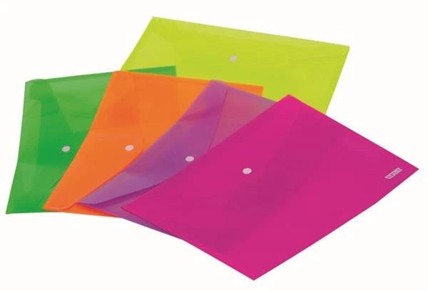 Buste con Bottone A4 Fluo - 5 pezzi