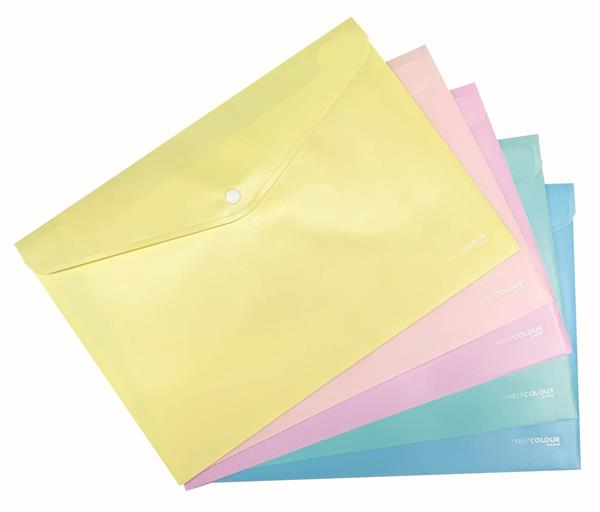 Buste con Bottone A4 Keep Colour Pastel - 5 pezzi