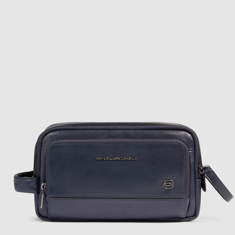 Beauty Case da Uomo Piquadro New Classic in Pelle Blu