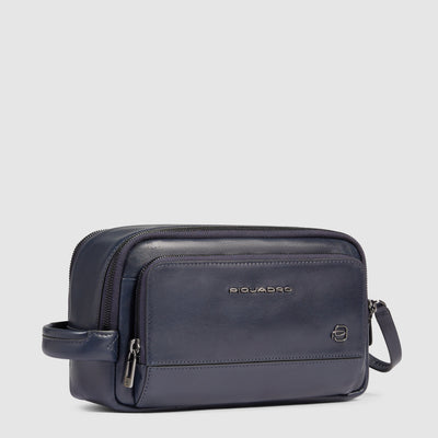 Beauty Case da Uomo Piquadro New Classic in Pelle Blu