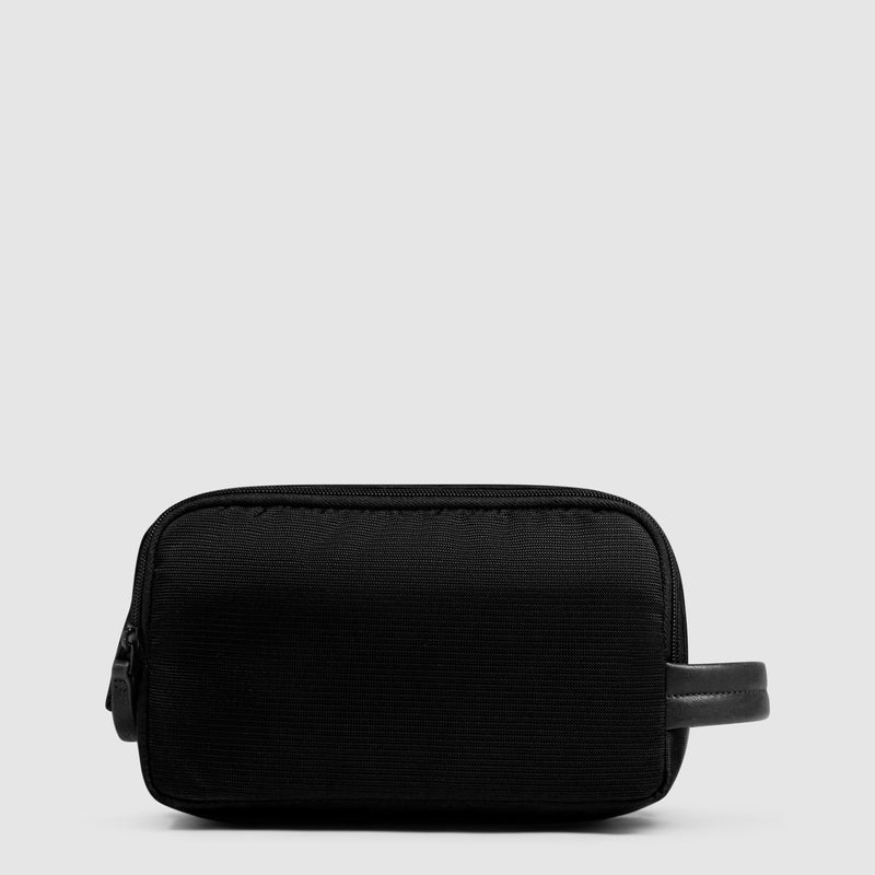 Beauty Case da Uomo Piquadro Marcel in Pelle e Tessuto Riciclato Nero