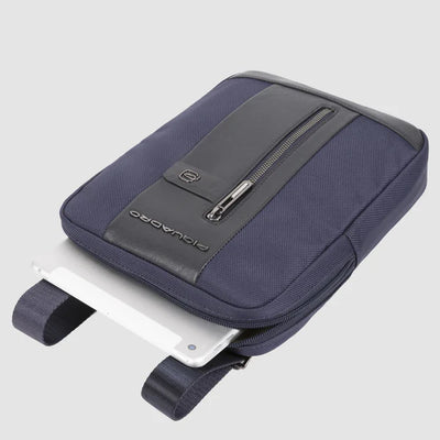 Borsello da Uomo Piquadro Brief 2 in Tessuto Riciclato con Porta iPad® Blu