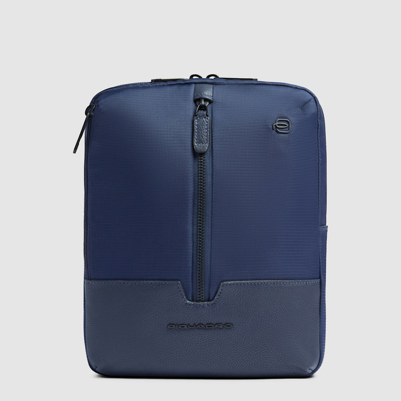 Borsello Piquadro Marcel in Pelle e Tessuto con Porta iPad® 11" Blu