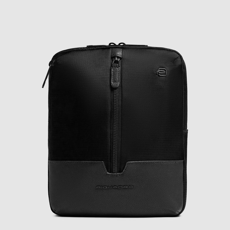 Borsello Piquadro Marcel in Pelle e Tessuto con Porta iPad® 11" Nero