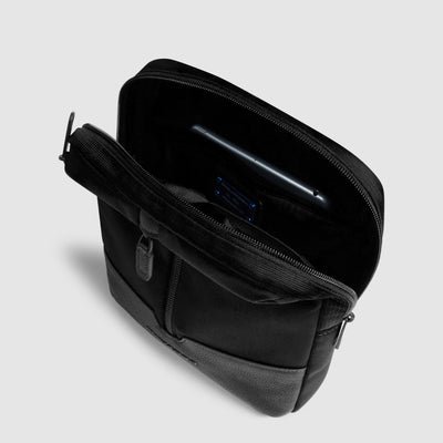 Borsello Piquadro Marcel in Pelle e Tessuto con Porta iPad® 11" Nero