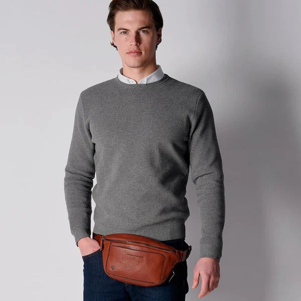 Bumbag In Pelle Mogano Piquadro Modello Blue Square, Colore