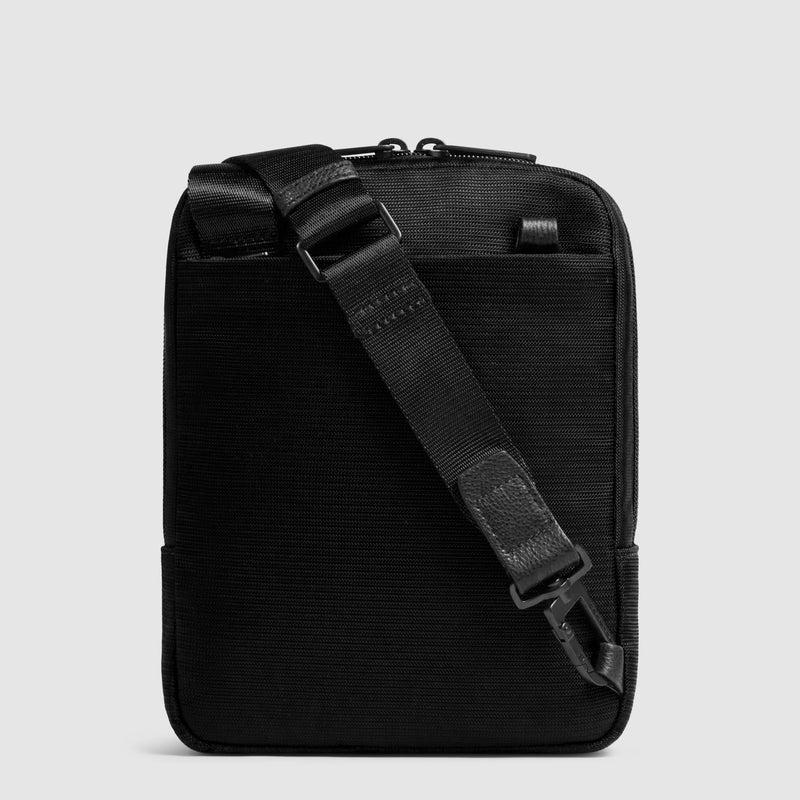 Borsello Piquadro Marcel in Pelle e Tessuto con Porta iPad®mini Nero