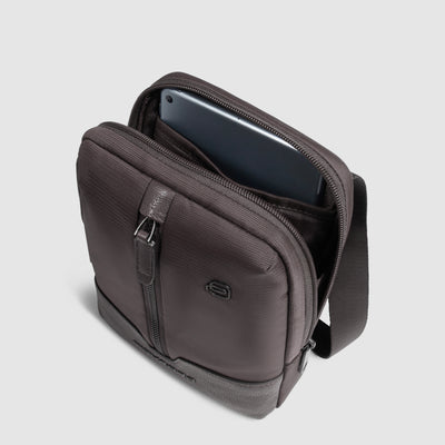 Borsello Piquadro Marcel in Pelle e Tessuto con Porta iPad®mini Testa di Moro