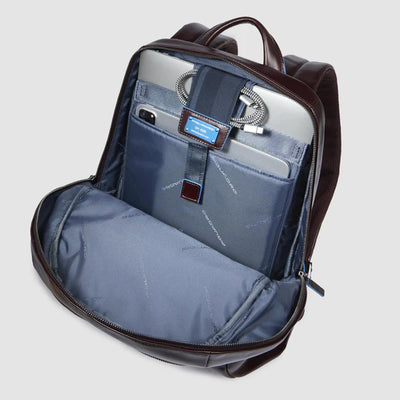 Zainetto Piquadro Blue Square in Pelle con Porta PC 14,'' e porta iPad®Pro 11'' Blue Square Mogano