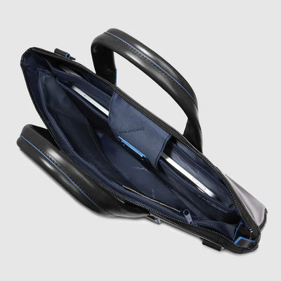 Cartellina Sottile Espandibile Piquadro Blue Square in Pelle a 2 Manici con Porta PC 15,6'' Nero