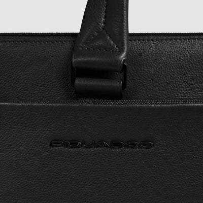 Borsa Briefcase Piquadro Russel in Pelle con Porta PC e iPad® 12,9" con 3 Manici e Unico Comparto Nero