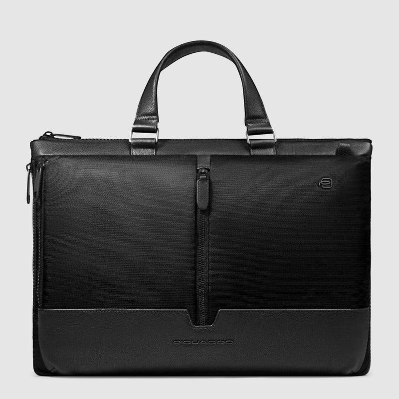 Cartella Briefcase Espandibile Piquadro Marcel in Pelle e Tessuto con Porta PC Porta PC 14&