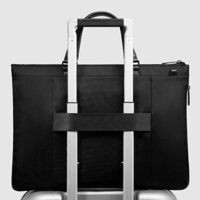 Cartella Briefcase Espandibile Piquadro Marcel in Pelle e Tessuto con Porta PC Porta PC 14'' e iPad® 12,9" Nero