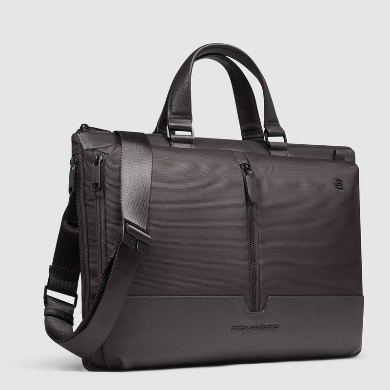 Cartella Briefcase Espandibile Piquadro Marcel in Pelle e Tessuto con Porta PC Porta PC 14&