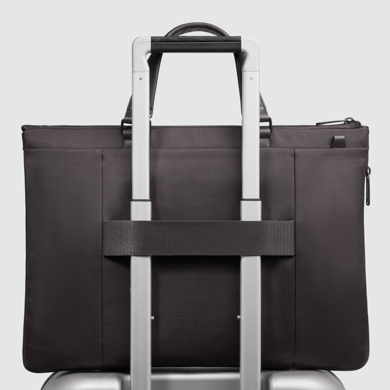 Cartella Briefcase Espandibile Piquadro Marcel in Pelle e Tessuto con Porta PC Porta PC 14&