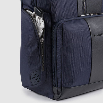 Zaino Fast-Check Piquadro in Tessuto Riciclato e Pelle Porta PC e Porta Ipad Brief 2 Blu