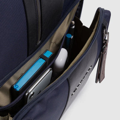 Zaino Fast-Check Piquadro in Tessuto Riciclato e Pelle Porta PC e Porta Ipad Brief 2 Blu