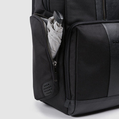 Zaino Fast-Check Piquadro in Tessuto Riciclato e Pelle Porta PC e Porta Ipad Brief 2 Nero