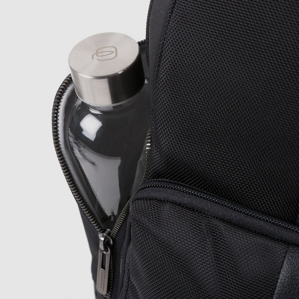 Zaino Fast-Check Piquadro in Tessuto Riciclato e Pelle Porta PC e Porta Ipad Brief 2 Nero