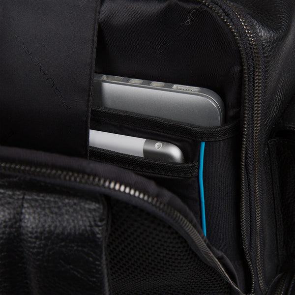 Zaino Fast-Check Piquadro in Pelle con Porta PC e iPad Modus Nero