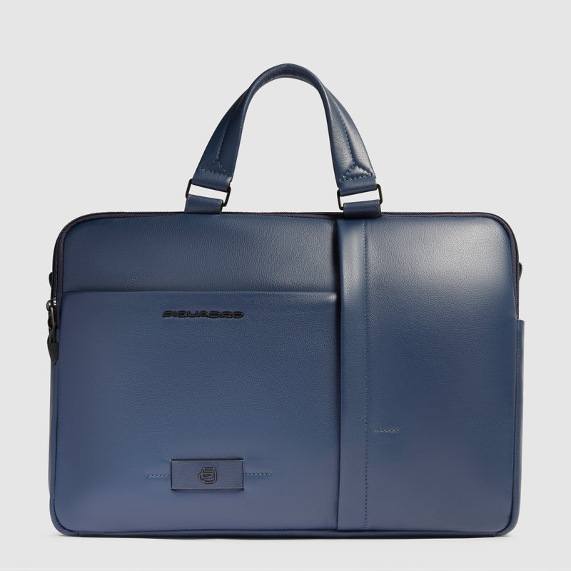 Borsa Briefcase Piquadro Russel in Pelle con Porta PC e iPad® 12,9" con 3 Manici e Doppio Comparto Blu