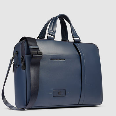 Borsa Briefcase Piquadro Russel in Pelle con Porta PC e iPad® 12,9" con 3 Manici e Doppio Comparto Blu