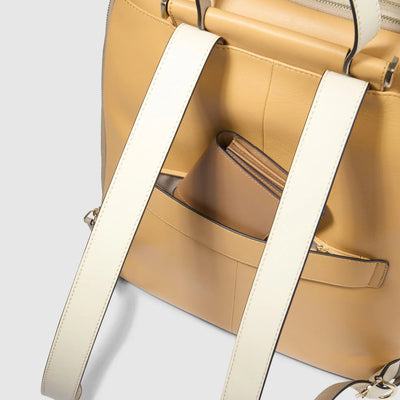 Zaino da Donna Espandibile Piquadro Circle Porta PC 15,6'' e iPad®Pro 12,9" in Pelle Giallo e Beige