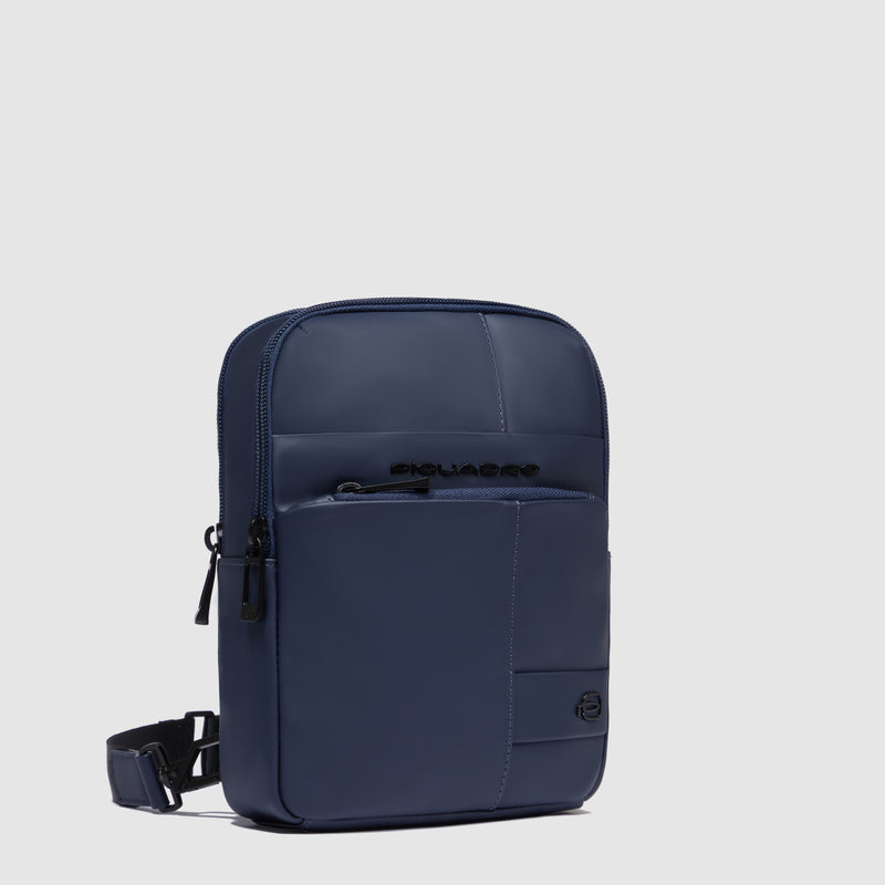 Borsello da Uomo Piquadro Wollem in Pelle e Tessuto Porta iPad® Mini Blu