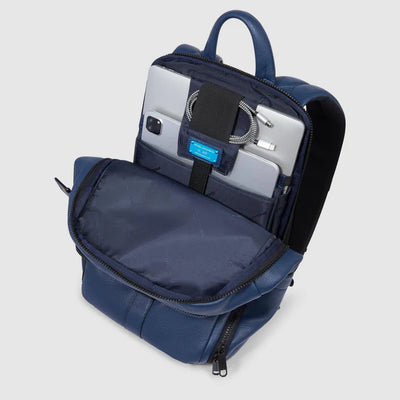 Zaino da Viaggio Piquadro Than con Porta PC 14'' e iPad® in Pelle Blu