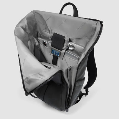 Zaino Roll-Top Piquadro Than con Porta PC 15,6'' e iPad®Pro 12,9" in Pelle Nero