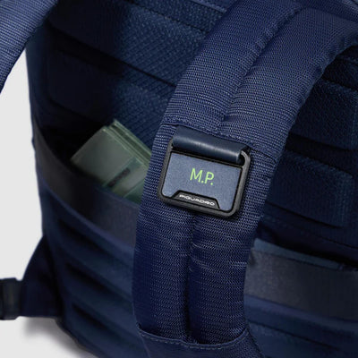 Zaino da Uomo Piquadro Orion a 2 Scomparti con Porta PC 14'' e iPad® in Pelle e Tessuto Riciclato Blu