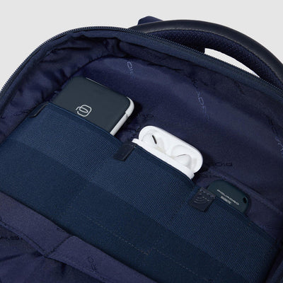 Zaino da Uomo Piquadro Orion a 2 Scomparti con Porta PC 14'' e iPad® in Pelle e Tessuto Riciclato Blu