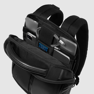 Zaino da Uomo Piquadro Orion a 2 Scomparti con Porta PC 14'' e iPad® in Pelle e Tessuto Riciclato Blu