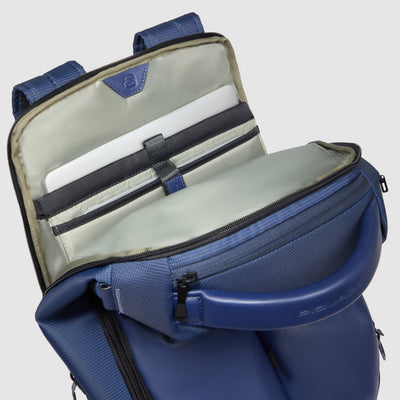 Zaino da Viaggio Piquadro PQ-Earth Porta PC 15,6'' iPad®Pro 12,9" in Pelle Vegana e in Tessuto Riciclato Blu