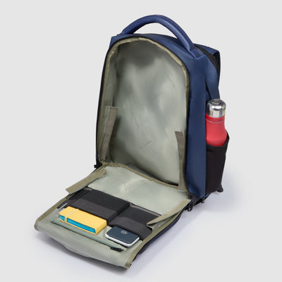 Zaino da Viaggio Piquadro PQ-Earth Porta PC 15,6'' iPad®Pro 12,9" in Pelle Vegana e in Tessuto Riciclato Blu